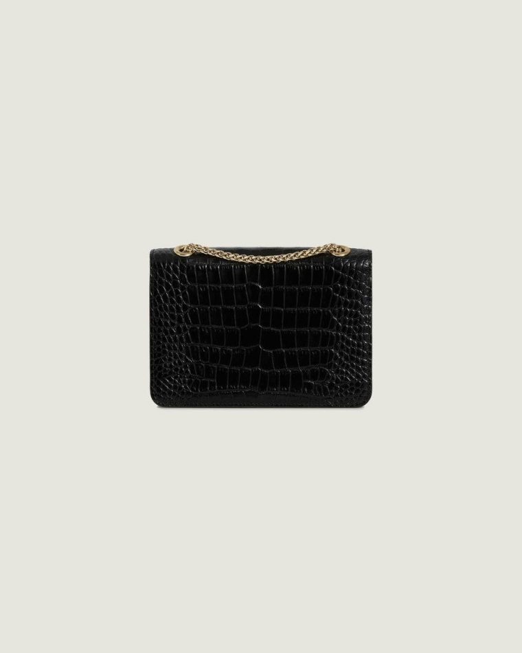 Croc-Embossed Leather Black Shoulder Bags Strathberry Women East/West Mini - Image 4