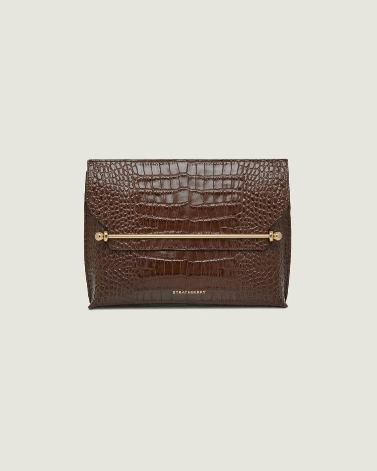 Croc-Embossed Leather Chocolate Embossed Edit Bags Strathberry Stylist Women - Image 3