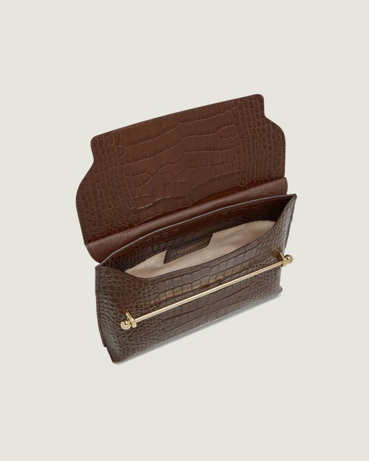 Croc-Embossed Leather Chocolate Embossed Edit Bags Strathberry Stylist Women - Image 5