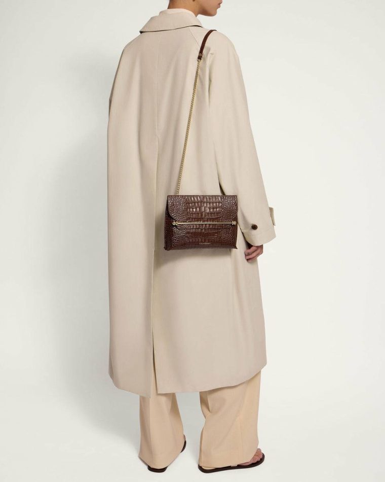 Croc-Embossed Leather Chocolate Embossed Edit Bags Strathberry Stylist Women