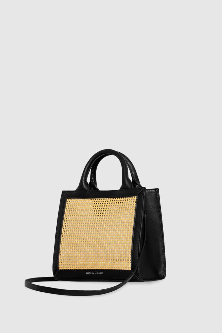 Crossbody Bag Rebecca Minkoff Natural-Straw-Black Megan Mini Tote Women - Image 2