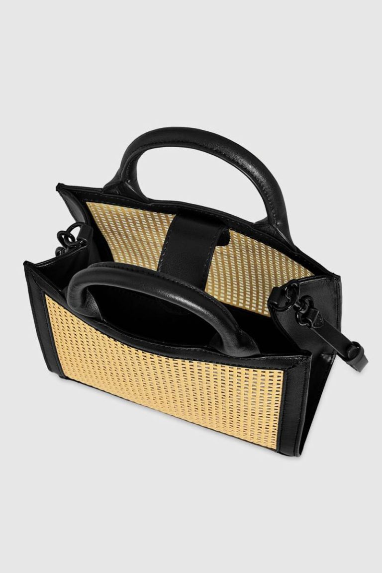 Crossbody Bag Rebecca Minkoff Natural-Straw-Black Megan Mini Tote Women - Image 3
