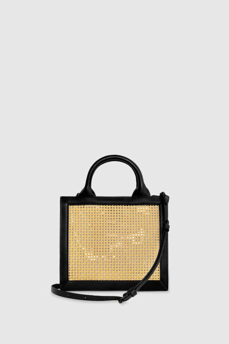Crossbody Bag Rebecca Minkoff Natural-Straw-Black Megan Mini Tote Women