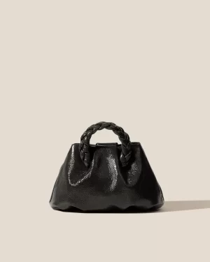Crossbody Bags Black Hereu Bombon Crinkled Glossy - Small Plaited-Handle Leather Crossbody Bag Women