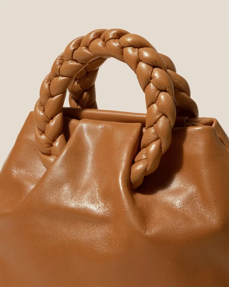 Crossbody Bags Brick Bombon M Supple Shiny - Plaited-Handle Leather Crossbody Bag Women Hereu - Image 2