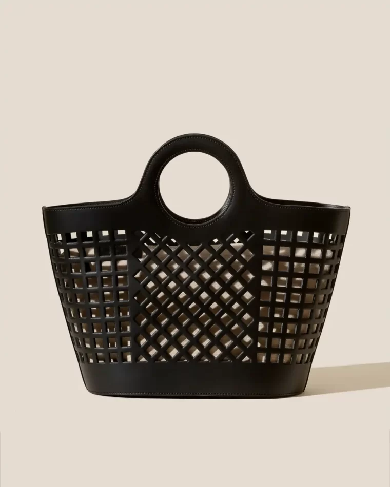Crossbody Bags Women Colmado - Cut-Out Leather Tote Bag Black Hereu - Image 2
