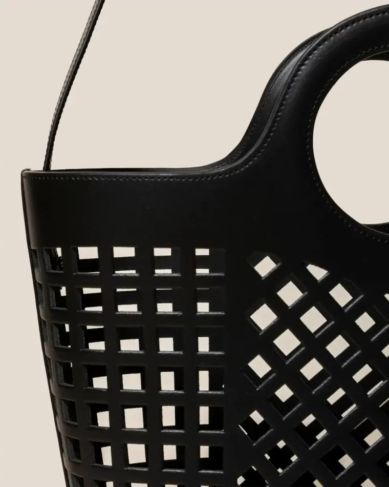 Crossbody Bags Women Colmado - Cut-Out Leather Tote Bag Black Hereu - Image 4