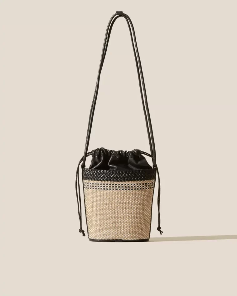 Crossbody Bags Women Hereu Palau Yute - Hand-Braided Mini Bucket Crossbody Bag Black - Image 2
