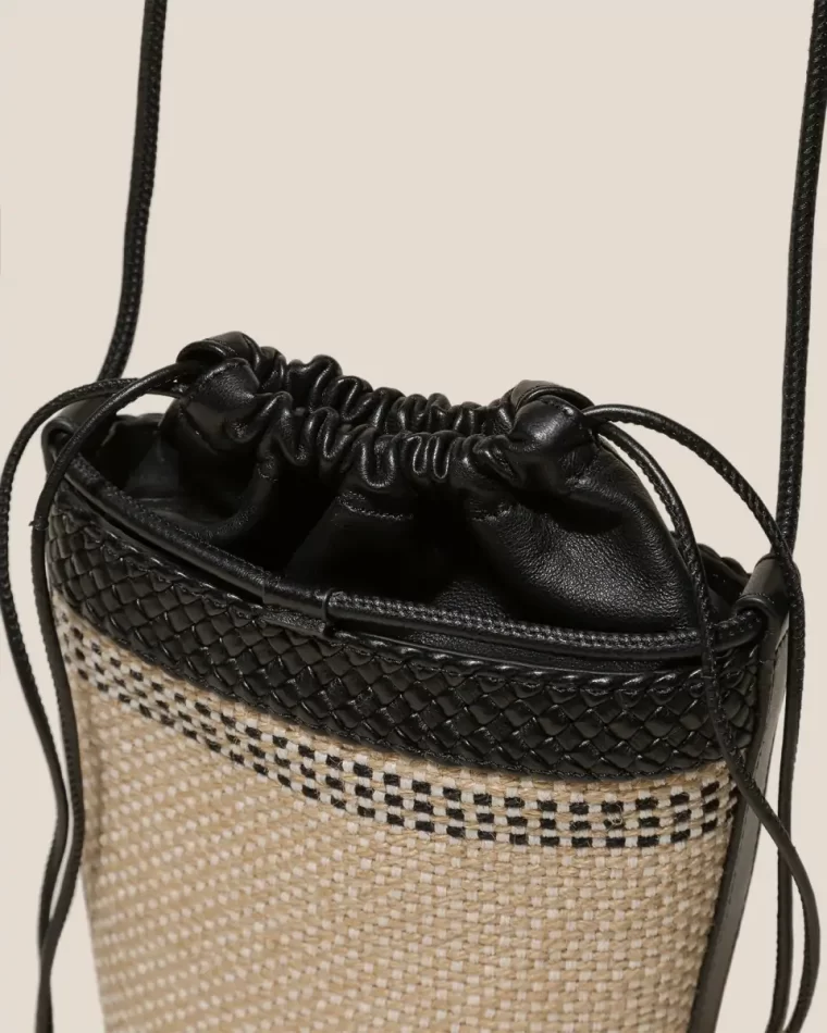 Crossbody Bags Women Hereu Palau Yute - Hand-Braided Mini Bucket Crossbody Bag Black - Image 3