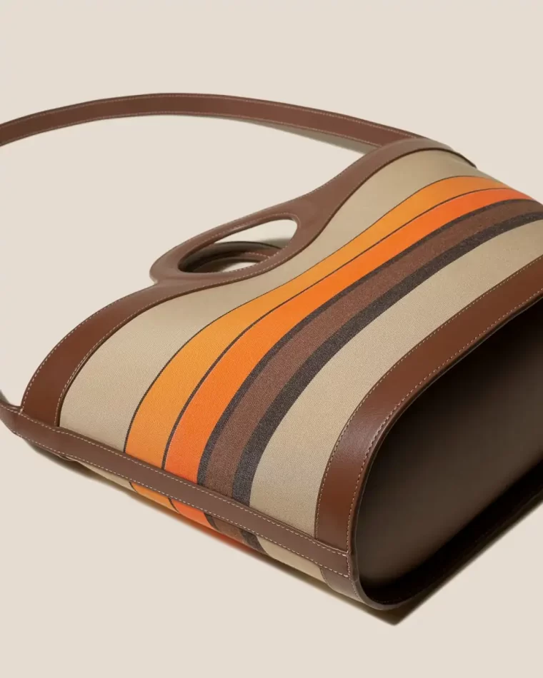 Crossbody Bags Women Orange/Chestnut Nasta Striped - Leather Framed Tote Bag Hereu - Image 4