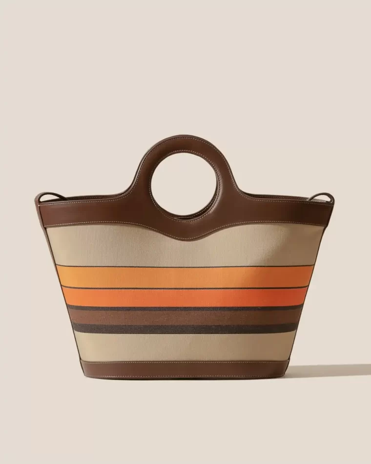 Crossbody Bags Women Orange/Chestnut Nasta Striped - Leather Framed Tote Bag Hereu
