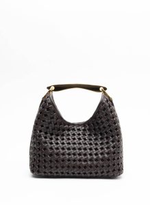 Dark Brown Small Boomerang Woven Leather Dark Brown Elleme Boomerang Women