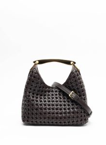 Dark Brown Small Boomerang Woven Leather Dark Brown Elleme Boomerang Women - Image 4