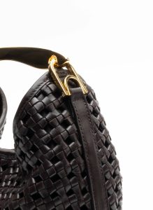 Dark Brown Small Boomerang Woven Leather Dark Brown Elleme Boomerang Women - Image 5