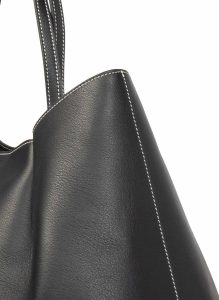 Dimple Tote Pebbled Leather Black/White Stitches Dimple Women Elleme Default Title - Image 4