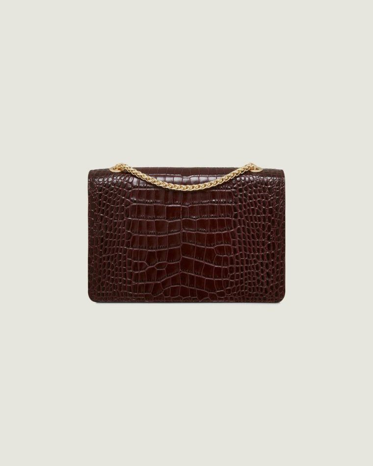 East/West Croc-Embossed Leather Burgundy Embossed Edit Bags Strathberry Women - Image 4
