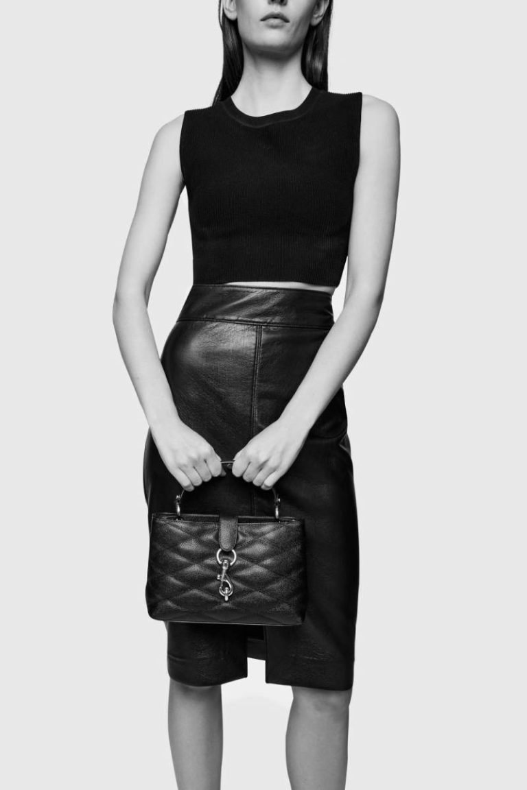Edie Top Handle Satchel With Diamond Women Rebecca Minkoff Black Satchel - Image 4