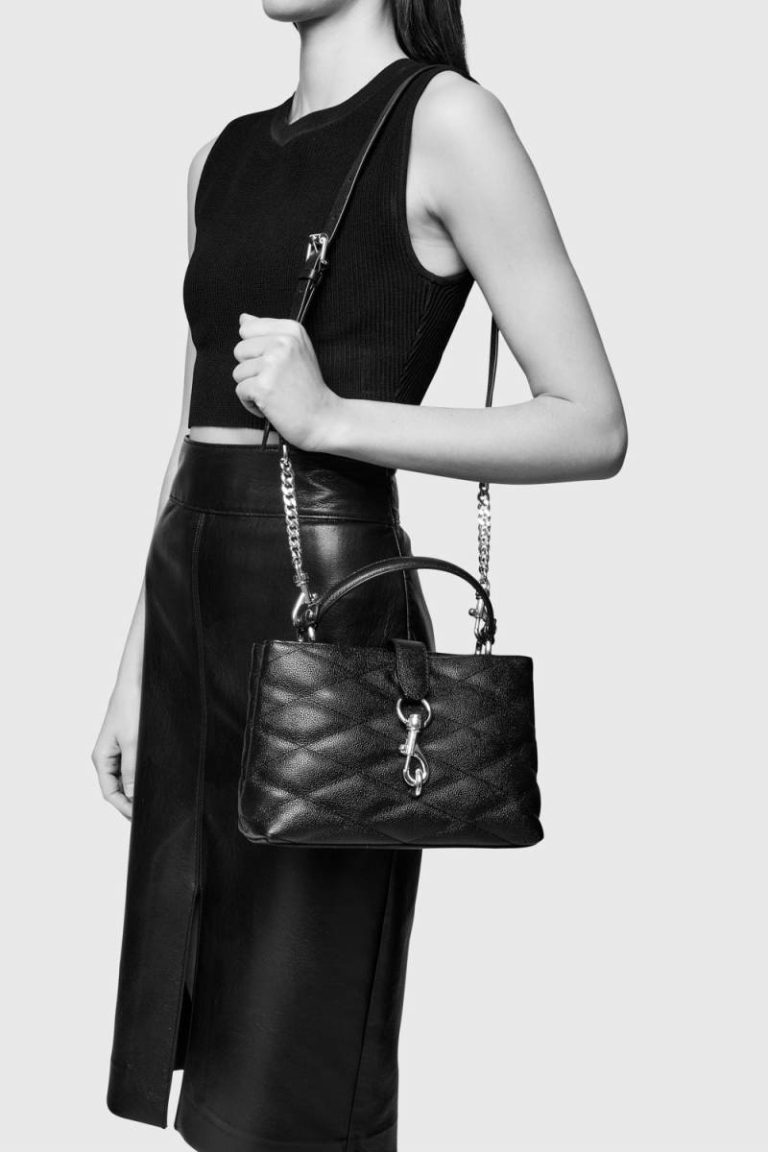 Edie Top Handle Satchel With Diamond Women Rebecca Minkoff Black Satchel - Image 5