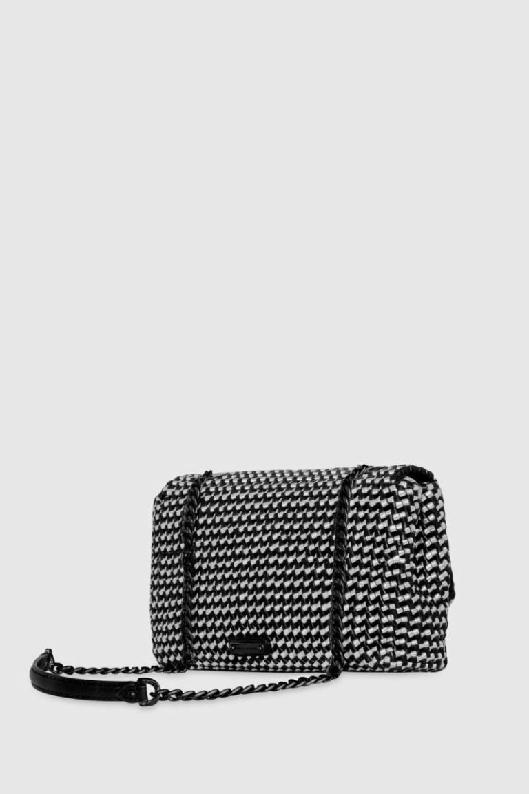 Edie Woven Medium Crossbody Black-White Crossbody Bag Women Rebecca Minkoff - Image 2