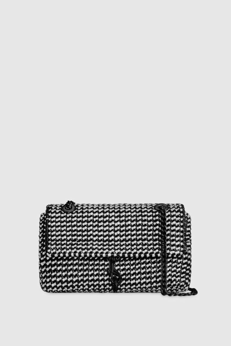 Edie Woven Medium Crossbody Black-White Crossbody Bag Women Rebecca Minkoff