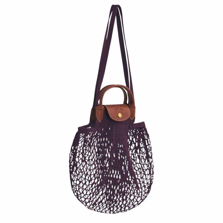 Eggplant Longchamp Le Pliage Filet L Mesh Bag Eggplant - Canvas Women Handbags - Image 3