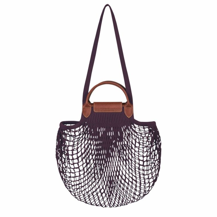Eggplant Longchamp Le Pliage Filet L Mesh Bag Eggplant - Canvas Women Handbags - Image 4