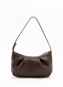 Elleme Dark Brown Dimple Pochette Pebbled Leather Dark Brown/White Stiches Dimple Women