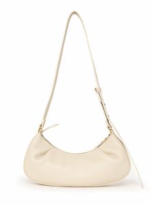 Elleme Dimple Moon Pebbled Leather Sesame Dimple Women White