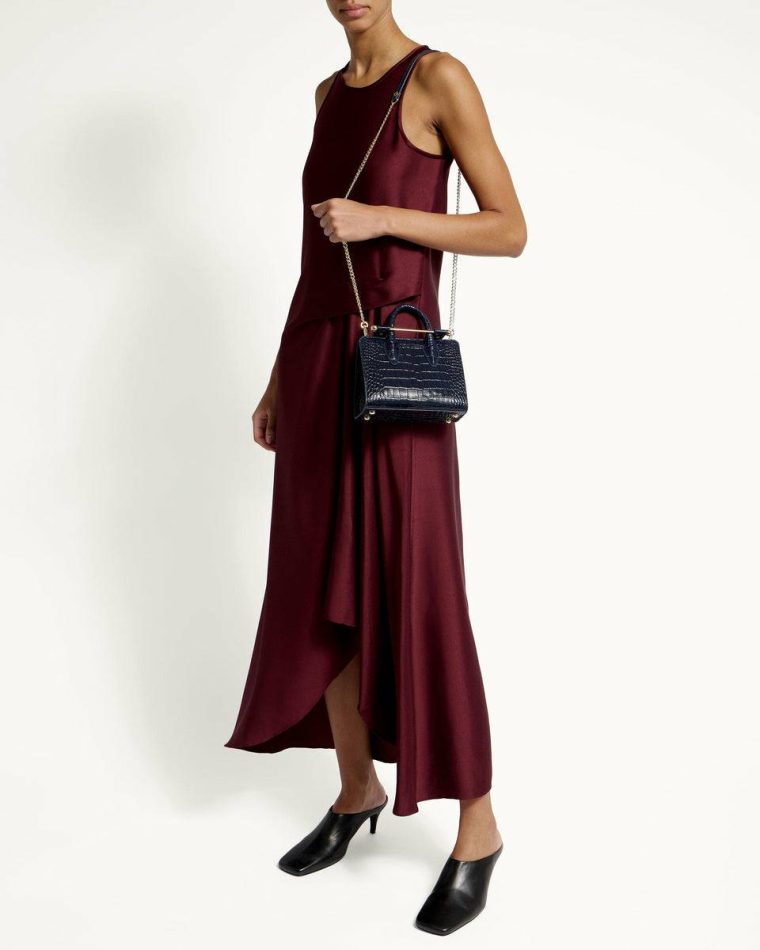Embossed Edit Bags Strathberry Croc-Embossed Leather Navy Nano Tote Women