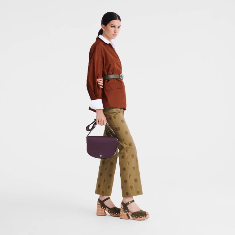 Épure M Crossbody Bag Eggplant - Leather Longchamp Women Eggplant Leather Bags - Image 2