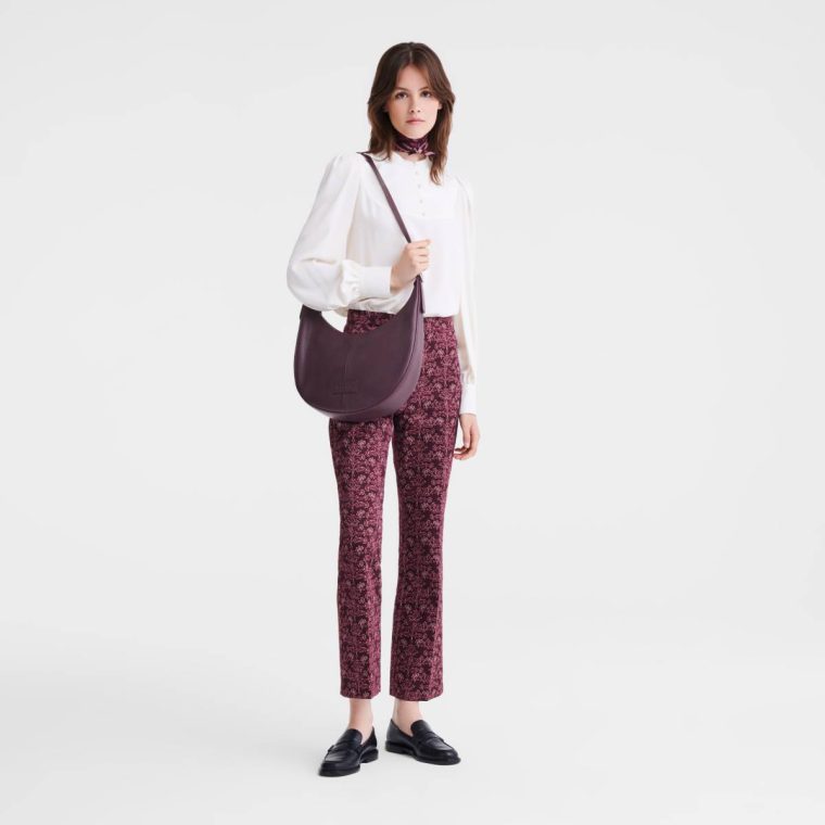 Essential L Crossbody Bag Eggplant - Leather Longchamp Women Eggplant Leather Bags - Image 2