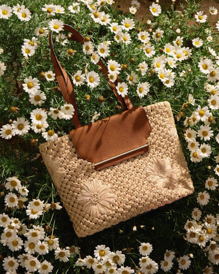 Floral Paper Raffia/Tan Women Small & Mini Bags The Strathberry Basket (Small)