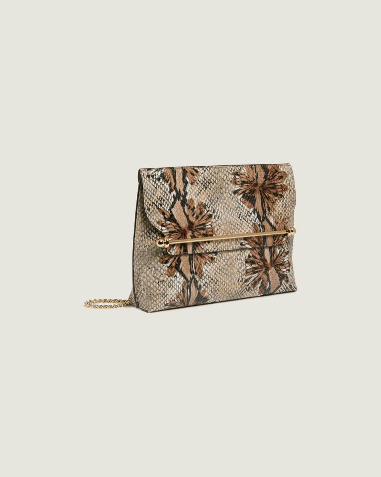 Floral Snake-Embossed Leather Chocolate Embossed Edit Bags Stylist Women Strathberry - Image 2