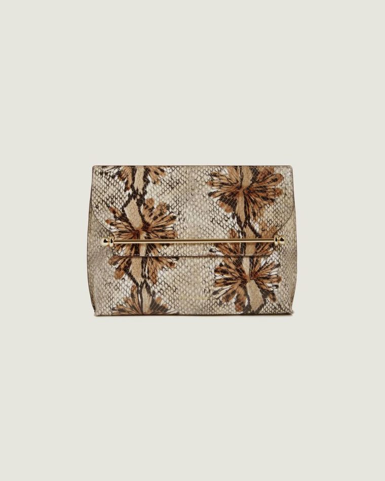 Floral Snake-Embossed Leather Chocolate Embossed Edit Bags Stylist Women Strathberry - Image 3