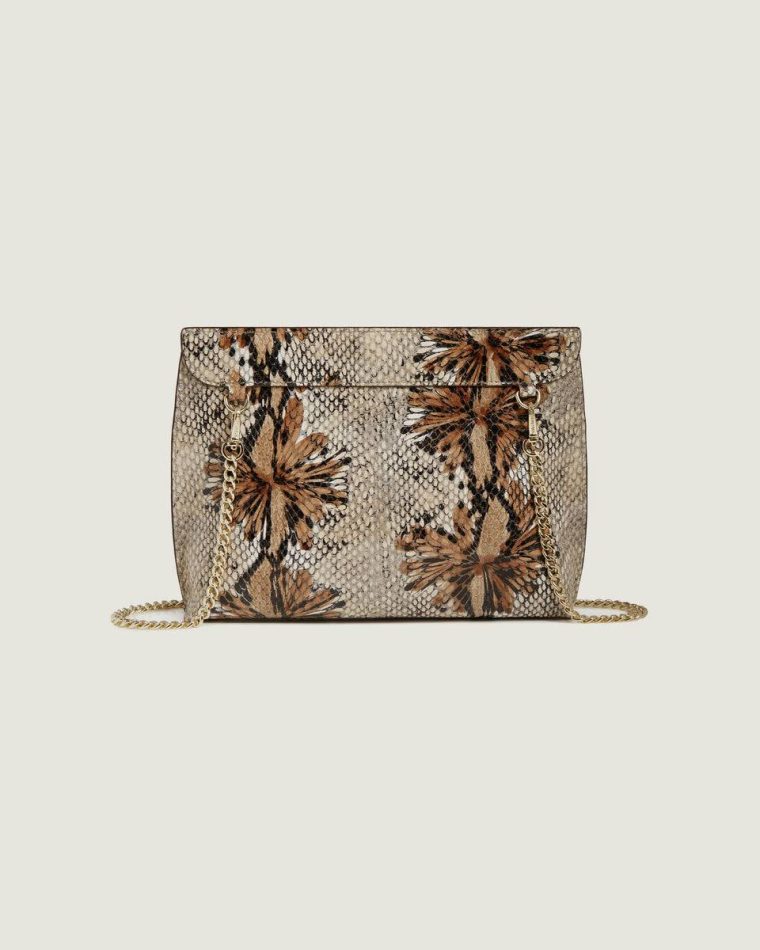 Floral Snake-Embossed Leather Chocolate Embossed Edit Bags Stylist Women Strathberry - Image 4