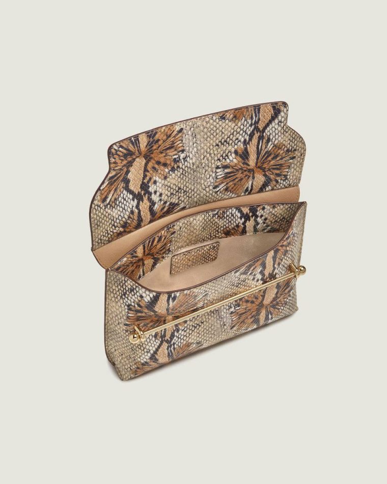 Floral Snake-Embossed Leather Chocolate Embossed Edit Bags Stylist Women Strathberry - Image 5