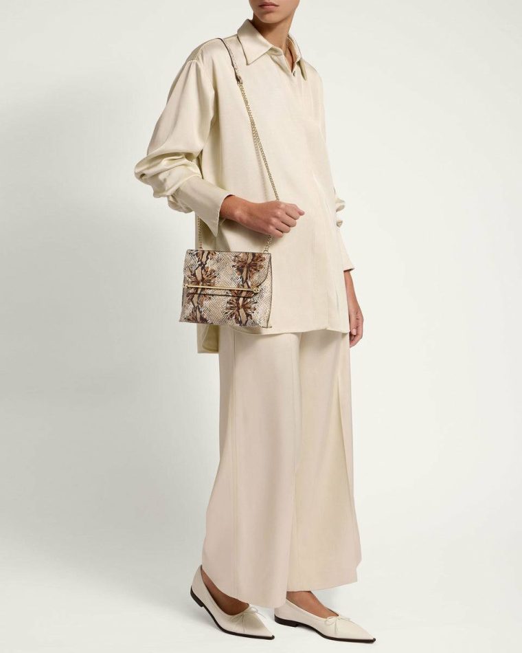 Floral Snake-Embossed Leather Chocolate Embossed Edit Bags Stylist Women Strathberry