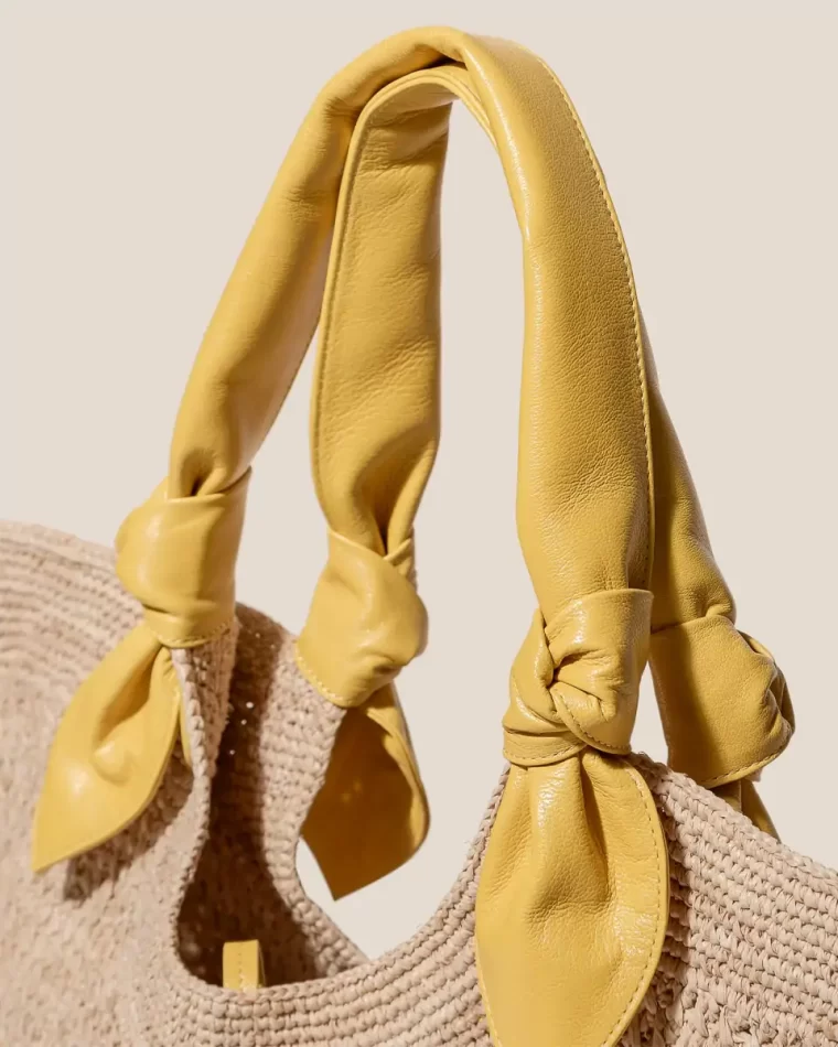 Fonol - Raffia Macrame Basket Women Natural/Yellow Hereu Tote Bags - Image 2