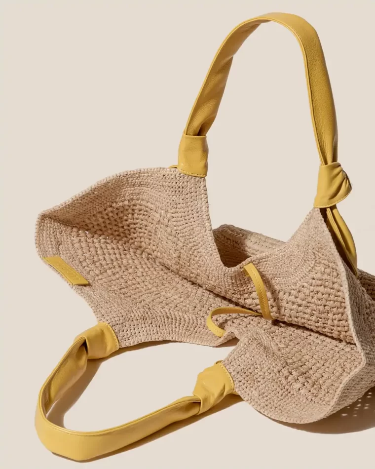Fonol - Raffia Macrame Basket Women Natural/Yellow Hereu Tote Bags - Image 3