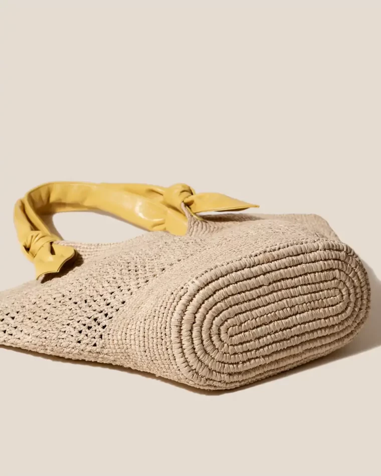 Fonol - Raffia Macrame Basket Women Natural/Yellow Hereu Tote Bags - Image 4
