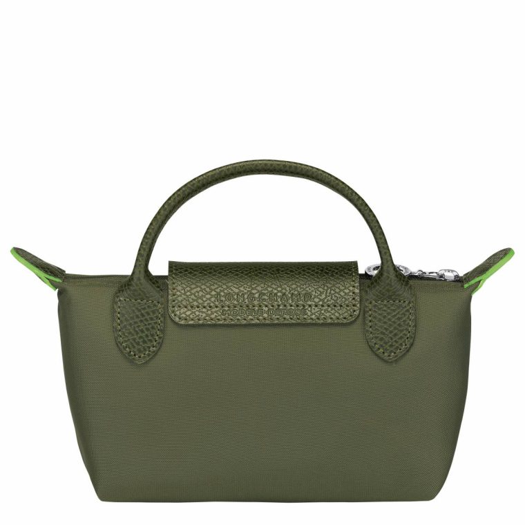 Forest Pouches & Cases Women Longchamp Le Pliage Green Pouch With Handle Forest - Recycled Canvas - Image 3