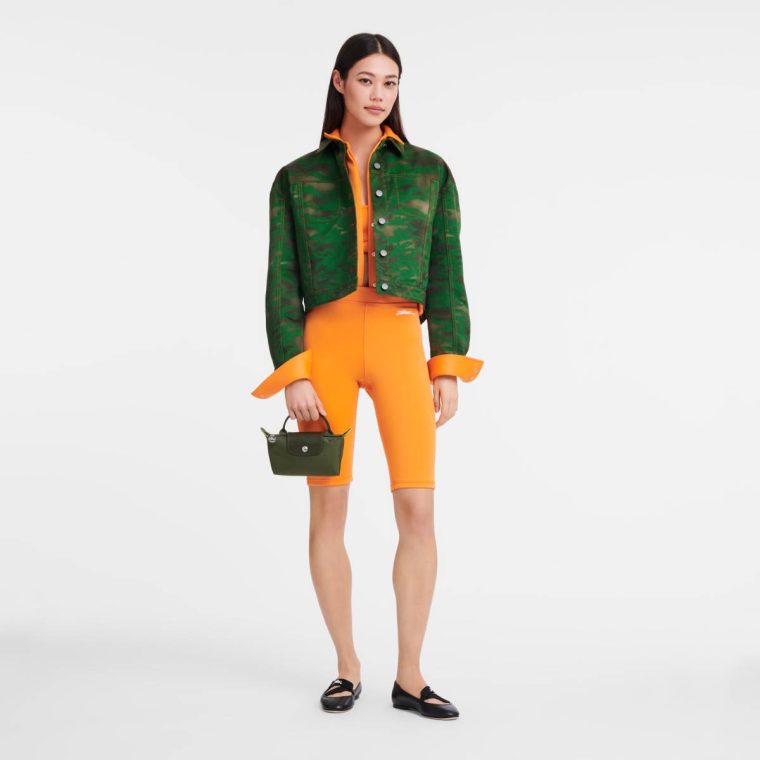 Forest Pouches & Cases Women Longchamp Le Pliage Green Pouch With Handle Forest - Recycled Canvas