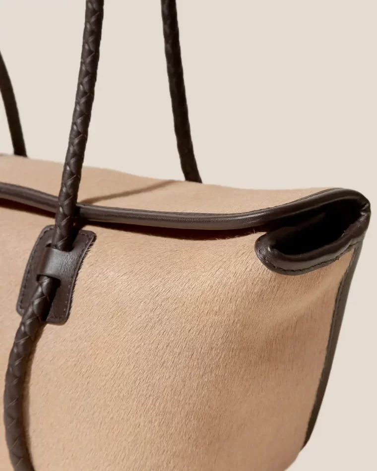 Forna Calf Hair - Leather Framed Shoulder Bag Hereu Shoulder Bags Beige Dark Brown Women - Image 2