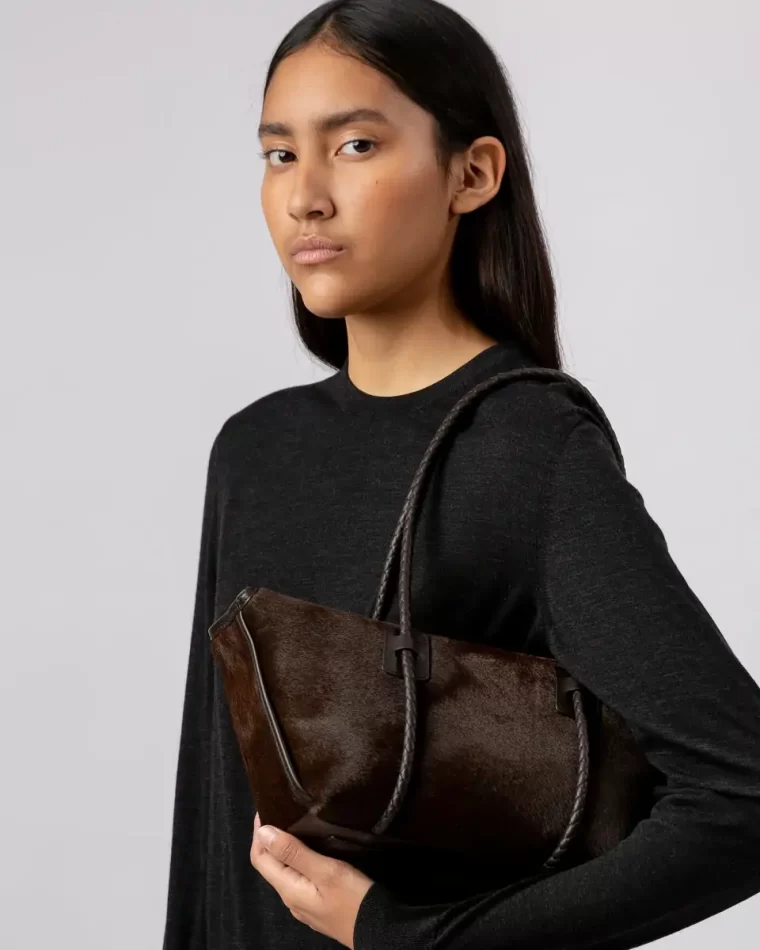 Forna Calf Hair - Leather Framed Shoulder Bag Hereu Shoulder Bags Beige Dark Brown Women - Image 5