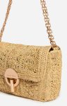 Gold Women Medium Raffia And Lurex Moon Bag In Raphia Shoulder Bags Vanessa Bruno - Image 4