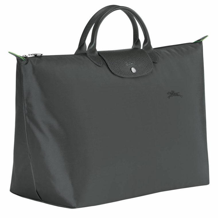 Graphite Le Pliage Green L Travel Bag Graphite - Recycled Canvas Women Travel Bags Longchamp - Image 2