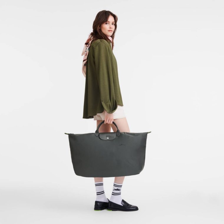 Graphite Women Travel Bags Longchamp Le Pliage Green Xl Travel Bag Graphite - Recycled Canvas