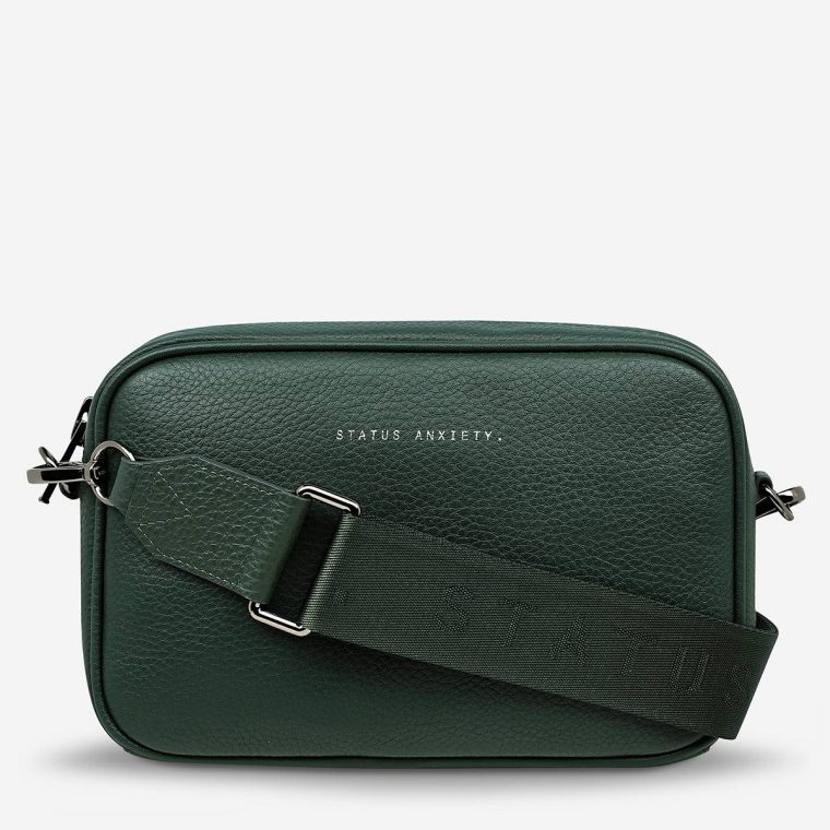 Green Crossbody Status Anxiety Women Plunder Bag With Webbed Strap - Green - Image 2