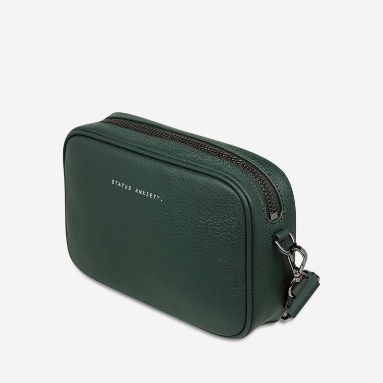 Green Crossbody Status Anxiety Women Plunder Bag With Webbed Strap - Green - Image 4