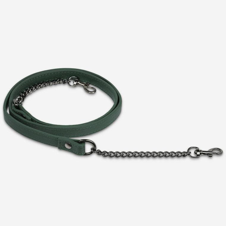 Green Status Anxiety Women Leather Strap With Chain - Green Bag Straps - Image 2